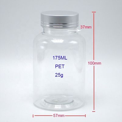 Botella de plástico PET Boston redonda Contenedores de medicamentos blancos/transparentes con tapas a prueba de niños