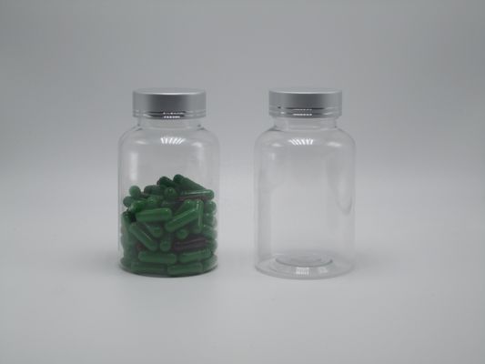 Botella de plástico PET Boston redonda Contenedores de medicamentos blancos/transparentes con tapas a prueba de niños