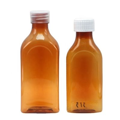 Botella cuadrada plana con tapa de tornillo de 240 ml de líquido oral PET para seguridad infantil y líquido médico