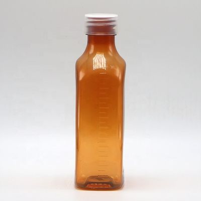 Botella cuadrada plana con tapa de tornillo de 240 ml de líquido oral PET para seguridad infantil y líquido médico