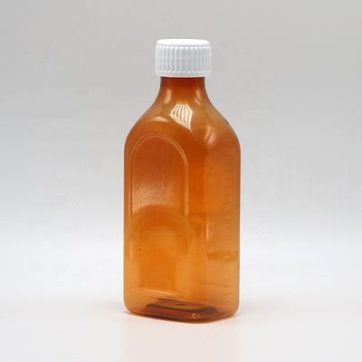 Botella cuadrada plana con tapa de tornillo de 240 ml de líquido oral PET para seguridad infantil y líquido médico