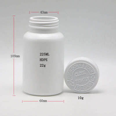 Contenedor de medicamentos 225ml/7,6 oz HDPE Botella de plástico Cápsula/Pulver/Tocador de suplemento para píldoras