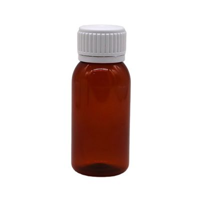 60 ml de Ambar redondo de prescripción farmacéutica PET líquido para medicamentos envasado con tapa