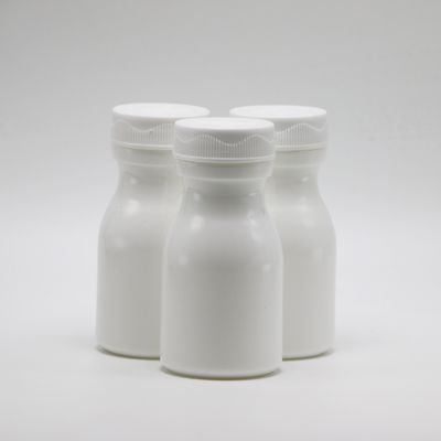 Botella de plástico HDPE de 60 ml blanca para el almacenamiento conveniente de tabletas y cápsulas sólidas