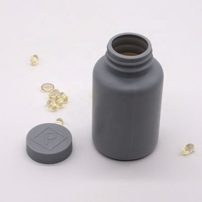 Botella de plástico gris plateado de HDPE de 200 ml para envases sólidos de medicamentos personalizables