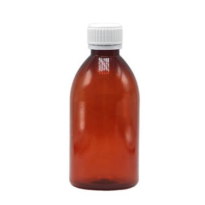 250 ml de Ambar redondo de prescripción farmacéutica PET líquido para medicamentos envasado con tapa