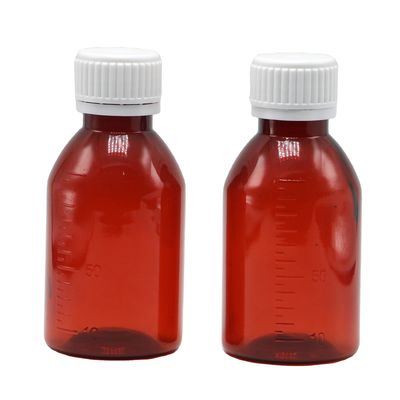 Logotipo personalizado Botella de jarabe para la tos de PET de grado farmacéutico de 100 ml con tapa de tornillo