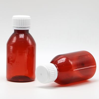 Logotipo personalizado Botella de jarabe para la tos de PET de grado farmacéutico de 100 ml con tapa de tornillo