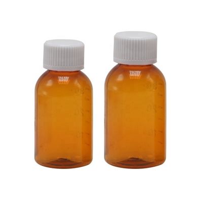 Aceite de tabaco de primera calidad 30 ml PET Ámbar Botella de jarabe de plástico líquido con tapa de tornillo