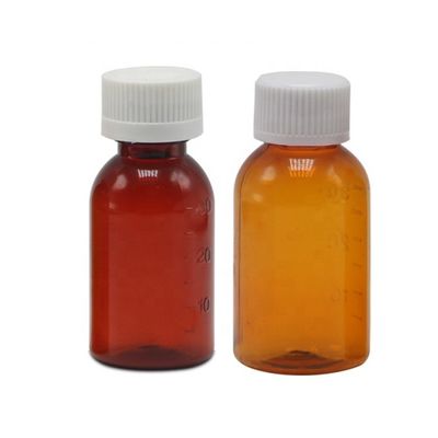 Aceite de tabaco de primera calidad 30 ml PET Ámbar Botella de jarabe de plástico líquido con tapa de tornillo