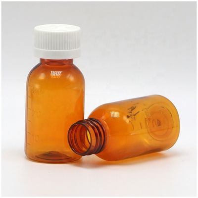 Aceite de tabaco de primera calidad 30 ml PET Ámbar Botella de jarabe de plástico líquido con tapa de tornillo