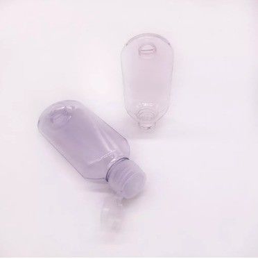 Contenedor de lavado de manos PET de 50 mL transparente, portátil, recargable, vacío para viajes, botella de compresión con gancho