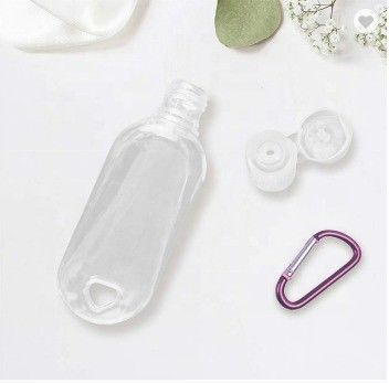Contenedor de lavado de manos PET de 50 mL transparente, portátil, recargable, vacío para viajes, botella de compresión con gancho