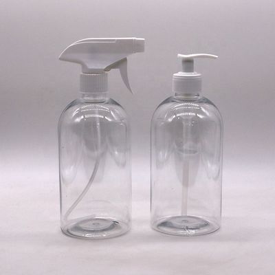 Botella de aerosol de PET de 600 ml 20 oz de Boston redonda de plástico de color personalizado bomba de disparo botella de desinfectante para manos de aerosol