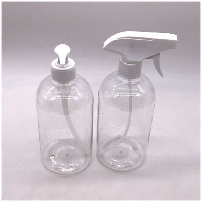 Botella de aerosol de PET de 600 ml 20 oz de Boston redonda de plástico de color personalizado bomba de disparo botella de desinfectante para manos de aerosol