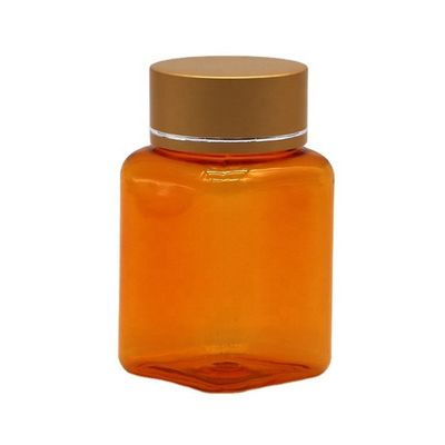 Botella de píldoras transparente de 90ML PET cuadrada con varias tapas de la compañía farmacéutica china