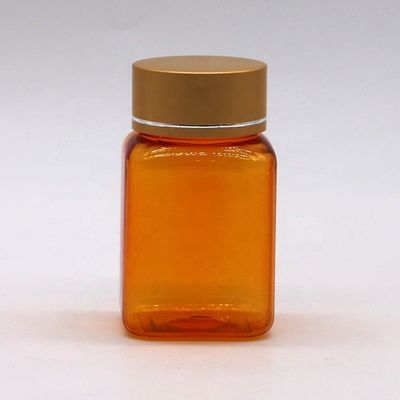 Botella de píldoras transparente de 90ML PET cuadrada con varias tapas de la compañía farmacéutica china
