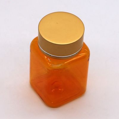 Botella de píldoras transparente de 90ML PET cuadrada con varias tapas de la compañía farmacéutica china