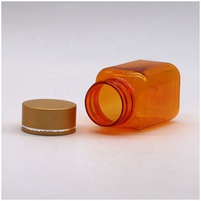 Botella de píldoras transparente de 90ML PET cuadrada con varias tapas de la compañía farmacéutica china