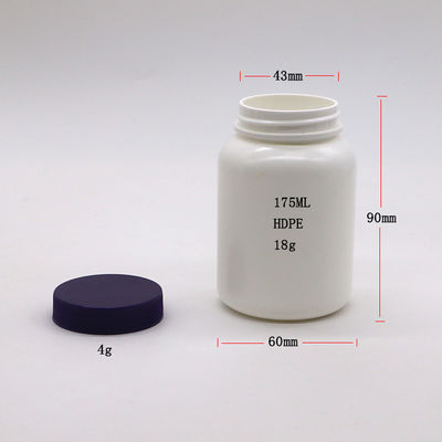 Botella de boca ancha de plástico HDPE de 175CC para medicamentos de grado de píldora cápsula tableta medicina