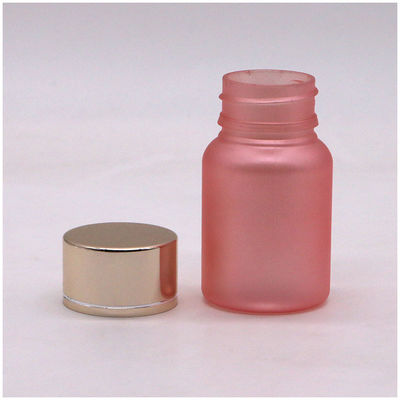 Botella de píldoras de plástico de servicio personalizado de 40 ml PET con superficie de hielo y tapa de seguridad para niños