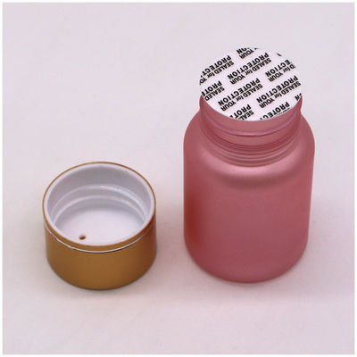 Botella de píldoras de plástico de servicio personalizado de 40 ml PET con superficie de hielo y tapa de seguridad para niños