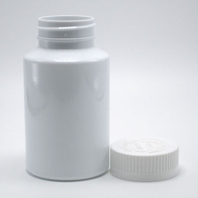 Botella de medicamento de plástico blanco PET de 150 ml con tapa a prueba de niños para suplemento de píldoras