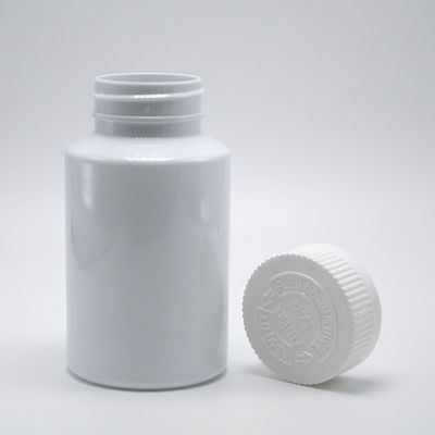 Botella de medicamento de plástico blanco PET de 150 ml con tapa a prueba de niños para suplemento de píldoras