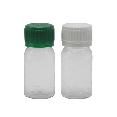 Botella de medicamento para líquido oral de 30 ml de PET blanco con tapa de seguridad e impresión en pantalla