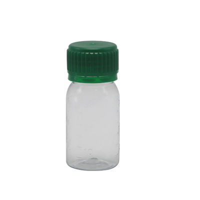 Botella de medicamento para líquido oral de 30 ml de PET blanco con tapa de seguridad e impresión en pantalla