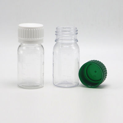Botella de medicamento para líquido oral de 30 ml de PET blanco con tapa de seguridad e impresión en pantalla