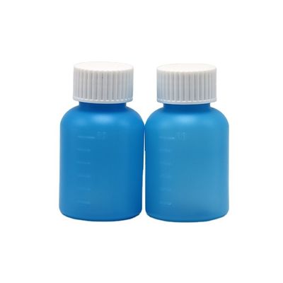 Medicina industrial botella de jarabe de HDPE de 60 ml / 2 oz blanco / azul opaco anti-ultravioleta