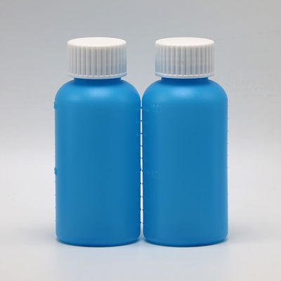 Medicina industrial botella de jarabe de HDPE de 60 ml / 2 oz blanco / azul opaco anti-ultravioleta