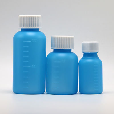 Medicina industrial botella de jarabe de HDPE de 60 ml / 2 oz blanco / azul opaco anti-ultravioleta