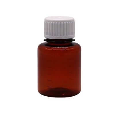2OZ/60ml/cc PET Escala de clasificación medicinal marrón Botella de embalaje líquido para aceite de cigarrillo