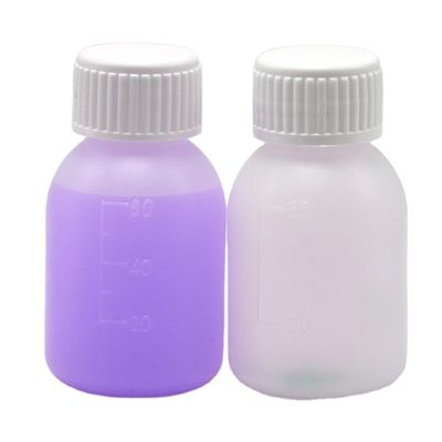 Botella de jarabe de PE 60 ml / 2 oz en color opaco blanco / azul para opciones de color personalizadas