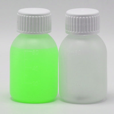 Botella de jarabe de PE 60 ml / 2 oz en color opaco blanco / azul para opciones de color personalizadas