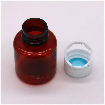 Botella de líquido oral con tapa de seguridad y sello térmico de 70 ml de jarabe para tos de arce ámbar PET