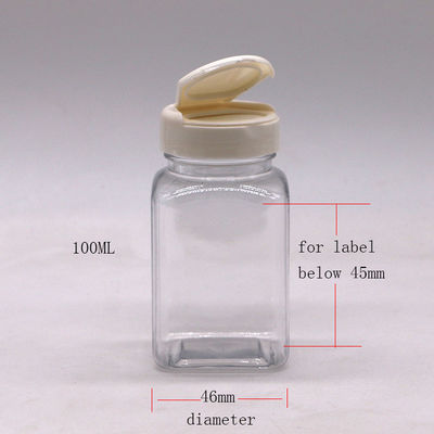 Botella de medicamento Botella de plástico cuadrada de PET de 100 ml con color personalizado y varias tapas