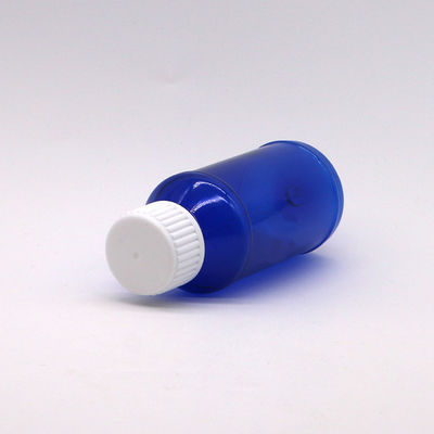 Botella de jarabe para la tos PET de 100 cc ámbar/naranja/azul con tapa de seguridad y sello térmico