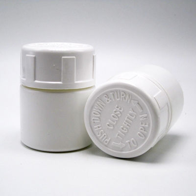 30 ml de HDPE portátil en polvo de plástico blanco Medicina pastillas botellas de pastillas Contenedor con tapa de seguridad infantil