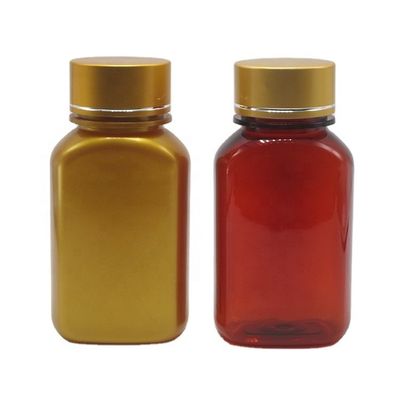 Color personalizable Botellas de medicina de plástico plano cuadrados de 150 ml con tapas diferentes