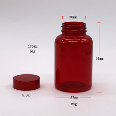 Botella de medicina de cápsulas de plástico PET de tipo 175ML/6OZ con tapas CRC de tornillo