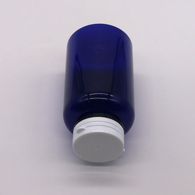 Material del cuello PET 200cc Botella de plástico redonda Contenedor de medicamentos con tapas de anillo de fácil tira