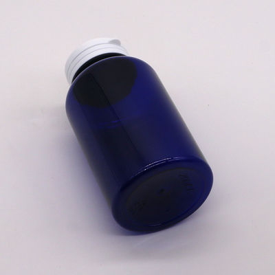 Material del cuello PET 200cc Botella de plástico redonda Contenedor de medicamentos con tapas de anillo de fácil tira