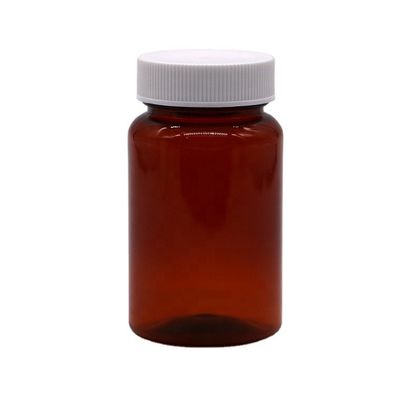 Botella de 100 ml de píldora/vitamina/cápsula de plástico PET ámbar con tapa de seguridad para niños y tapa de tornillo