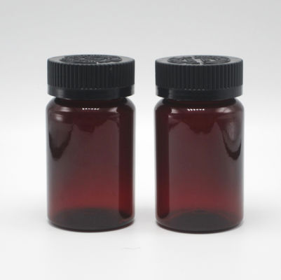 Botella de 100 ml de píldora/vitamina/cápsula de plástico PET ámbar con tapa de seguridad para niños y tapa de tornillo