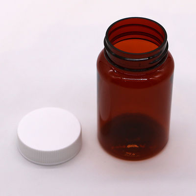 Botella de 100 ml de píldora/vitamina/cápsula de plástico PET ámbar con tapa de seguridad para niños y tapa de tornillo