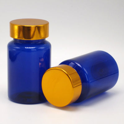 Botella de 100 ml de píldora/vitamina/cápsula de plástico PET ámbar con tapa de seguridad para niños y tapa de tornillo