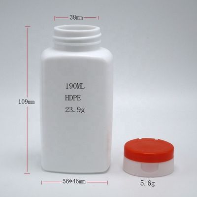 Estampación en pantalla Botella de plástico de forma cuadrada de 190 ml de HDPE para soporte de suplementos medicinales